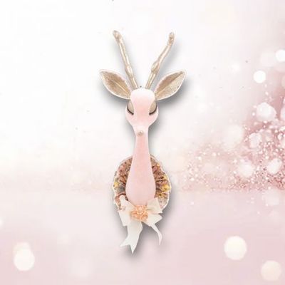22&quot; Pink Deer Head Wall Mount Christmas Decor *SHIPS WITHIN 10 DAYS* NEW 2025