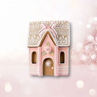 PRE-ORDER 14&quot; Pink Gingerbread House Christmas Decor *SHIPS 8/2025* NEW 2025