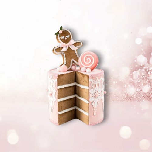 PRE-ORDER 12&quot; Pink Gingerbread Cake Ornament Christmas Decor *SHIPS 8/2025* NEW 2025