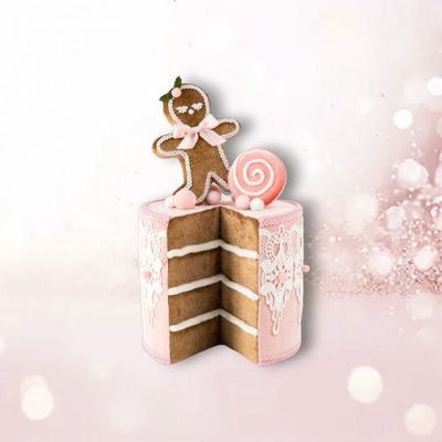 PRE-ORDER 12&quot; Pink Gingerbread Cake Ornament Christmas Decor *SHIPS 8/2025* NEW 2025