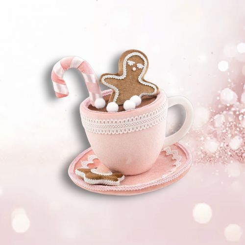 PRE-ORDER 9.5&quot; Pink Hot Chocolate Cup Christmas Decor *SHIPS 8/2025* NEW 2025