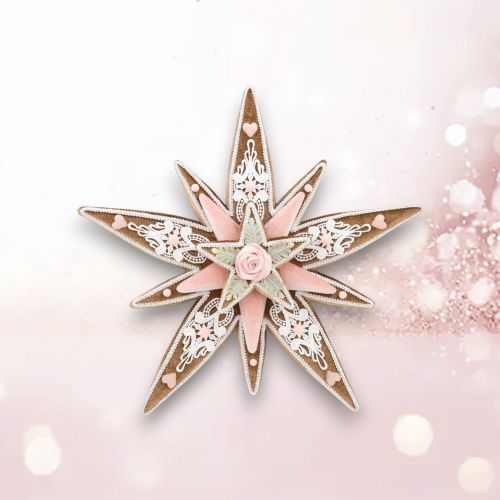 PRE-ORDER 18&quot; Hanging Gingerbread Snowflake Star Christmas Decor *SHIPS 8/2025* NEW 2025