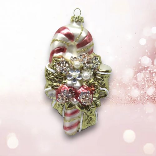 PRE-ORDER Pink Gold Candy Cane Ornament Christmas Decor *SHIPS 8/2025* NEW 2025