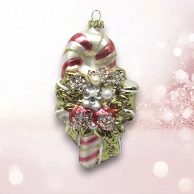 PRE-ORDER Pink Gold Candy Cane Ornament Christmas Decor *SHIPS 8/2025* NEW 2025