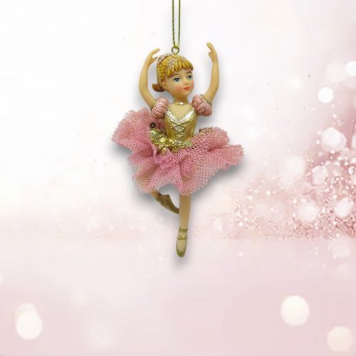 PRE-ORDER 4&quot; Pink Ballet Girl Ornament Christmas Decor *SHIPS 8/2025* NEW 2025