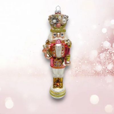 7&quot; Pink/Gold Nutcracker Ornaments Set Of 2 Christmas Decor *SHIPS WITHIN 10 DAYS* NEW 2025