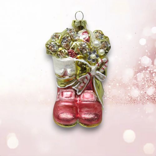 PRE-ORDER Pink Santa Boots Ornament Christmas Decor *SHIPS 8/2025* NEW 2025