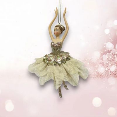 PRE-ORDER 7&quot; Champagne Ballerina Ornament Christmas Decor *SHIPS 8/2025* NEW 2025