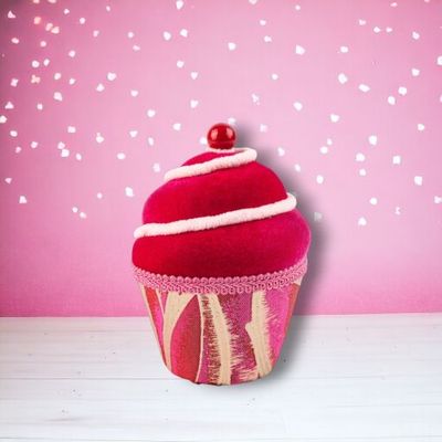 PRE-ORDER 6&quot; Red Swirl Cupcake Set Of 2 Valentines Day Decor *SHIPS 1/2026* NEW 2026