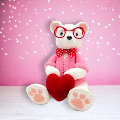 PRE-ORDER 9&quot; Sitting Bear With Heart Valentines Day Decor *SHIPS 1/2026* NEW 2026
