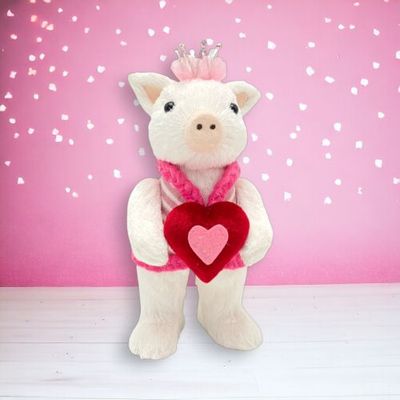 PRE-ORDER 9.5&quot; Prince Pig With Heart Valentines Day Decor *SHIPS 1/2026* NEW 2026