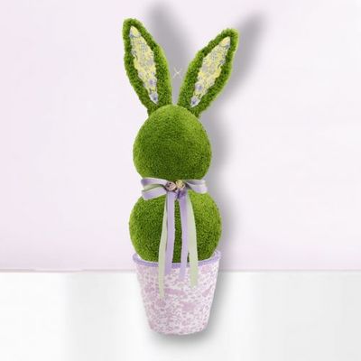 PRE-ORDER 26&quot; Green Garden Bunny Topiary Easter Decor *SHIPS 2/2026* NEW 2026