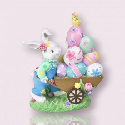 PRE-ORDER 13.5&quot; Bunny With Egg Cart Easter Decor *SHIPS 2/2026* NEW 2026