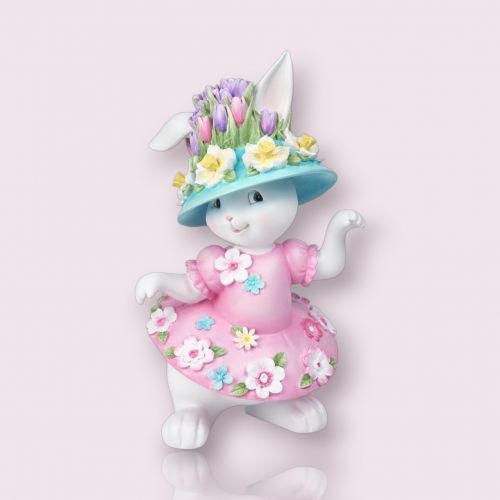 PRE-ORDER 10&quot; Flower Bunny Girl With Hat Easter Decor *SHIPS 2/2026* NEW 2026
