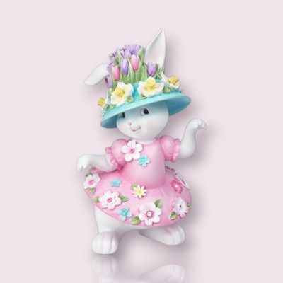 PRE-ORDER 10&quot; Flower Bunny Girl With Hat Easter Decor *SHIPS 2/2026* NEW 2026