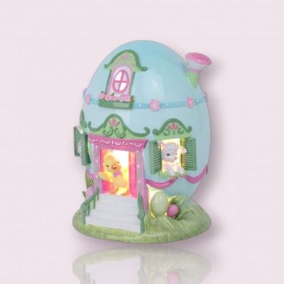 PRE-ORDER 8&quot; Blue LED Egg House Easter Decor *SHIPS 2/2026* NEW 2026