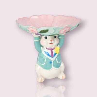 PRE-ORDER 8&quot; Boy Bunny Candy Dish Easter Decor *SHIPS 2/2026* NEW 2026