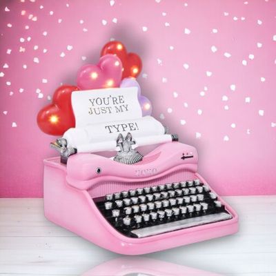 PRE-ORDER 8.5&quot; LED Pink Typewriter Valentines Day Decor *SHIPS 1/2026* NEW 2026