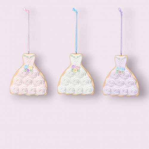 PRE-ORDER Pastel Dress Cookie Set Of 3 Ornaments Easter Decor *SHIPS 2/2026* NEW 2026