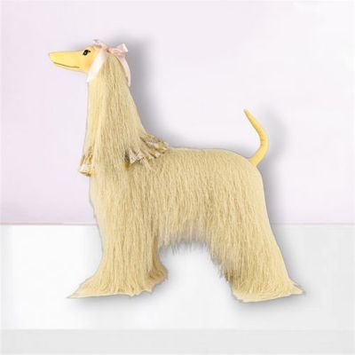 PRE-ORDER 26&quot; Yellow Fur Afghan Dog Easter Decor *SHIPS 2/2026* NEW 2026