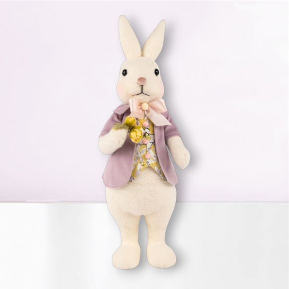 PRE-ORDER 20&quot; Bunny With Lilac Coat Easter Decor *SHIPS 2/2026* NEW 2026