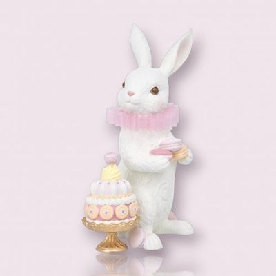 PRE-ORDER 15.5&quot; Bunny With Macaron Tower Easter Decor *SHIPS 2/2026* NEW 2026