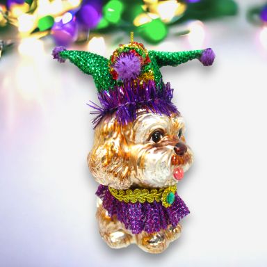 Mardi Gras Poodle Ornaments Set Of 2 Christmas Decor *SHIPS WITHIN 10 DAYS*