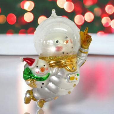Snowman In Space Suit Ornaments Set Of 2 Christmas Decor *SHIPS WITHIN 10 DAYS*