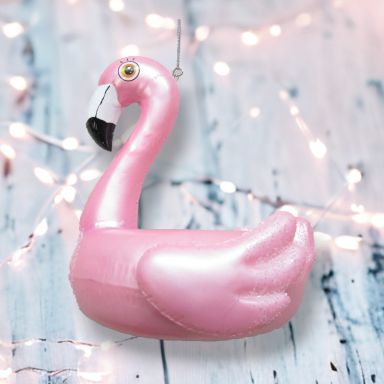 6&quot; Flamingo Pool Float Ornaments Set Of 2 Christmas Decor *SHIPS WITHIN 10 DAYS*