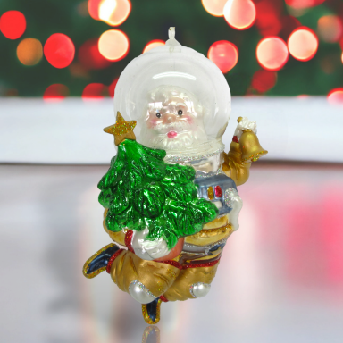 Santa In Space Suit Ornaments Set Of 2 Christmas Decor *SHIPS WITHIN 10 DAYS*