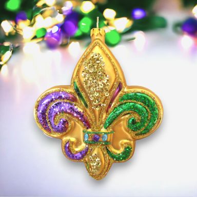Fleur De Lis Mardi Gras Ornaments Set Of 2 Christmas Decor *SHIPS WITHIN 10 DAYS*