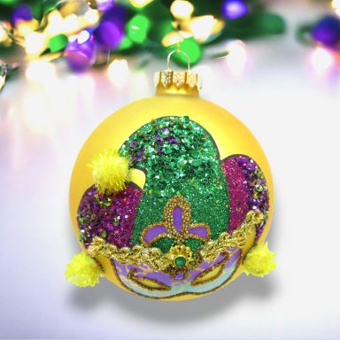 100mm Mardi Gras Mask Ornaments Set Of 2 Christmas Decor *SHIPS WITHIN 10 DAYS*
