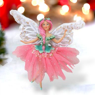 6&quot; Pink Fairy Ornaments Set Of 2 Christmas Decor *SHIPS WITHIN 10 DAYS*