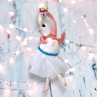 6&quot; Ballerina Flamingo Ornaments Set Of 2 Christmas Decor *SHIPS WITHIN 10 DAYS*