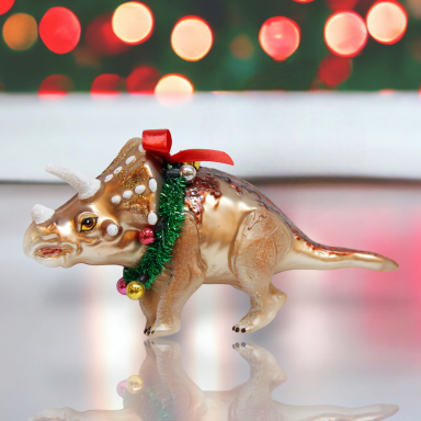 Glass Dinosaur Ornaments Set Of 2 Christmas Decor *SHIPS WITHIN 10 DAYS*