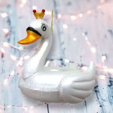 6&quot; Swan Pool Float Ornaments Set Of 2 Christmas Decor *SHIPS WITHIN 10 DAYS*