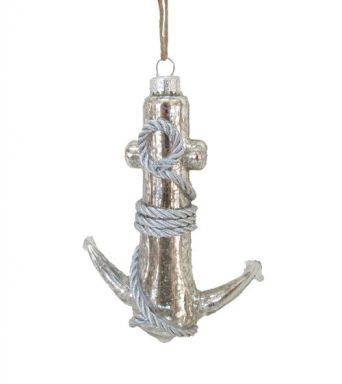 Silver Anchor Ornaments Set Of 2 Christmas Decor *SHIPS WITHIN 10 DAYS*