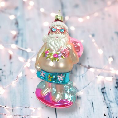 Beach Santa Ornaments Set Of 2 Christmas Decor *SHIPS WITHIN 10 DAYS*