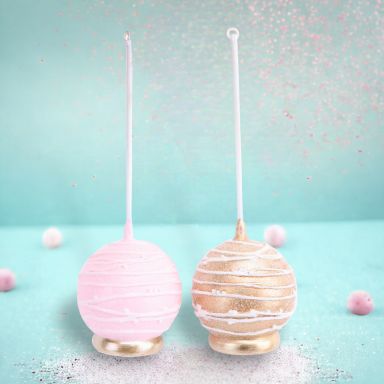 Pink/Gold Cake Pops Ornaments Set Of 2 Christmas Decor *SHIPS WITHIN 10 DAYS*