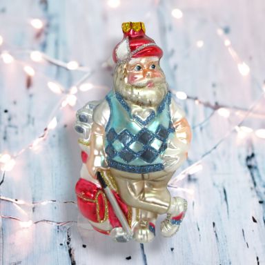 Golfing Santa Ornaments Set Of 2 Christmas Decor *SHIPS WITHIN 10 DAYS*