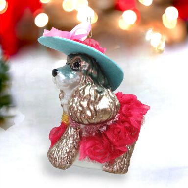Cocker Spaniel With Hat Ornaments Set Of 2 Christmas Decor *SHIPS WITHIN 10 DAYS*