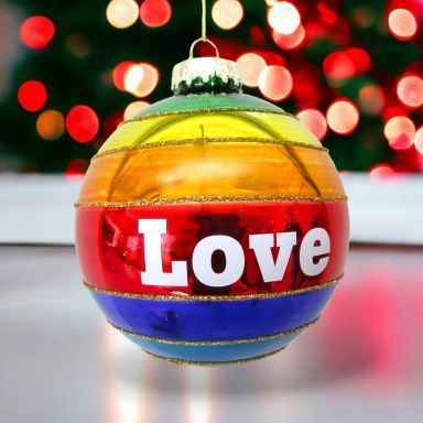 4.5&quot; Rainbow Love Ornaments Set Of 2 Christmas Decor *SHIPS WITHIN 10 DAYS*