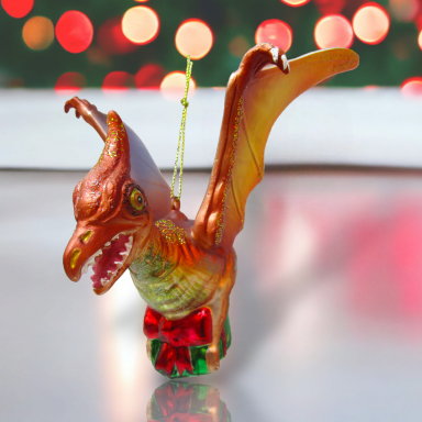 6&quot; Dinosaur With Wings Ornaments Set Of 2 Christmas Decor *SHIPS WITHIN 10 DAYS*