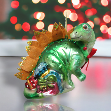 5&quot; Green Dinosaur Ornaments Set Of 2 Christmas Decor *SHIPS WITHIN 10 DAYS*
