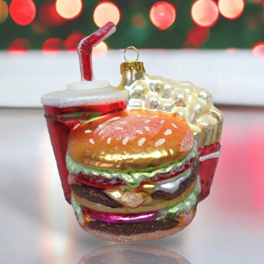 Burger With Fries Ornaments Set Of 2 Christmas Decor *SHIPS WITHIN 10 DAYS*