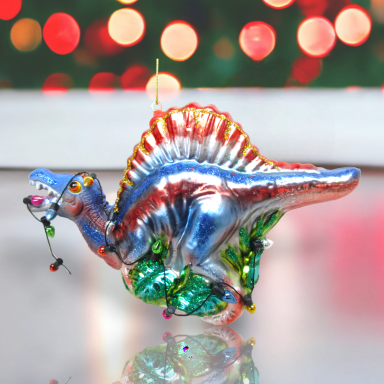 7.5&quot; Dinosaur With Lights Ornaments Set Of 2 Christmas Decor *SHIPS WITHIN 10 DAYS*