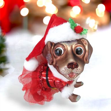 Labrador In Santa Dress Ornaments Set Of 2 Christmas Decor *SHIPS WITHIN 10 DAYS*