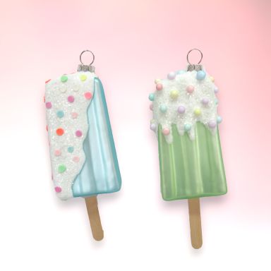Blue/Green Popsicle Ornaments Set Of 4 Christmas Decor *SHIPS WITHIN 10 DAYS*