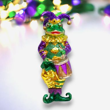 Mardi Gras Jester Frog Ornaments Set Of 2 Christmas Decor *SHIPS WITHIN 10 DAYS*