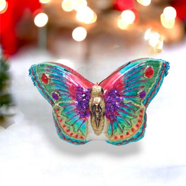 Garden Butterfly Purple Ornaments Set Of 2 Christmas Decor *SHIPS WITHIN 10 DAYS*